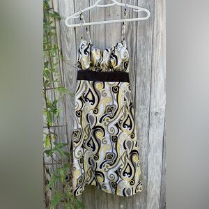 Dressbarn Women's Sleeveless Dress Size 12 Black Grey White Yellow